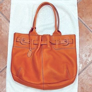 TOD’s burnt orange pebbled leather tote